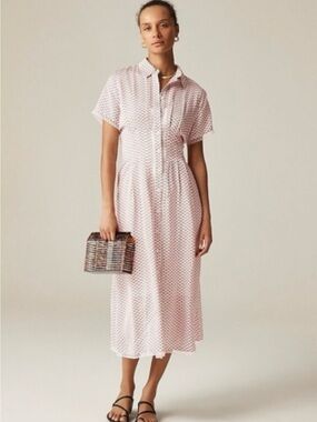 J. Crew Wren lace-trim shirt dress in glossy twill